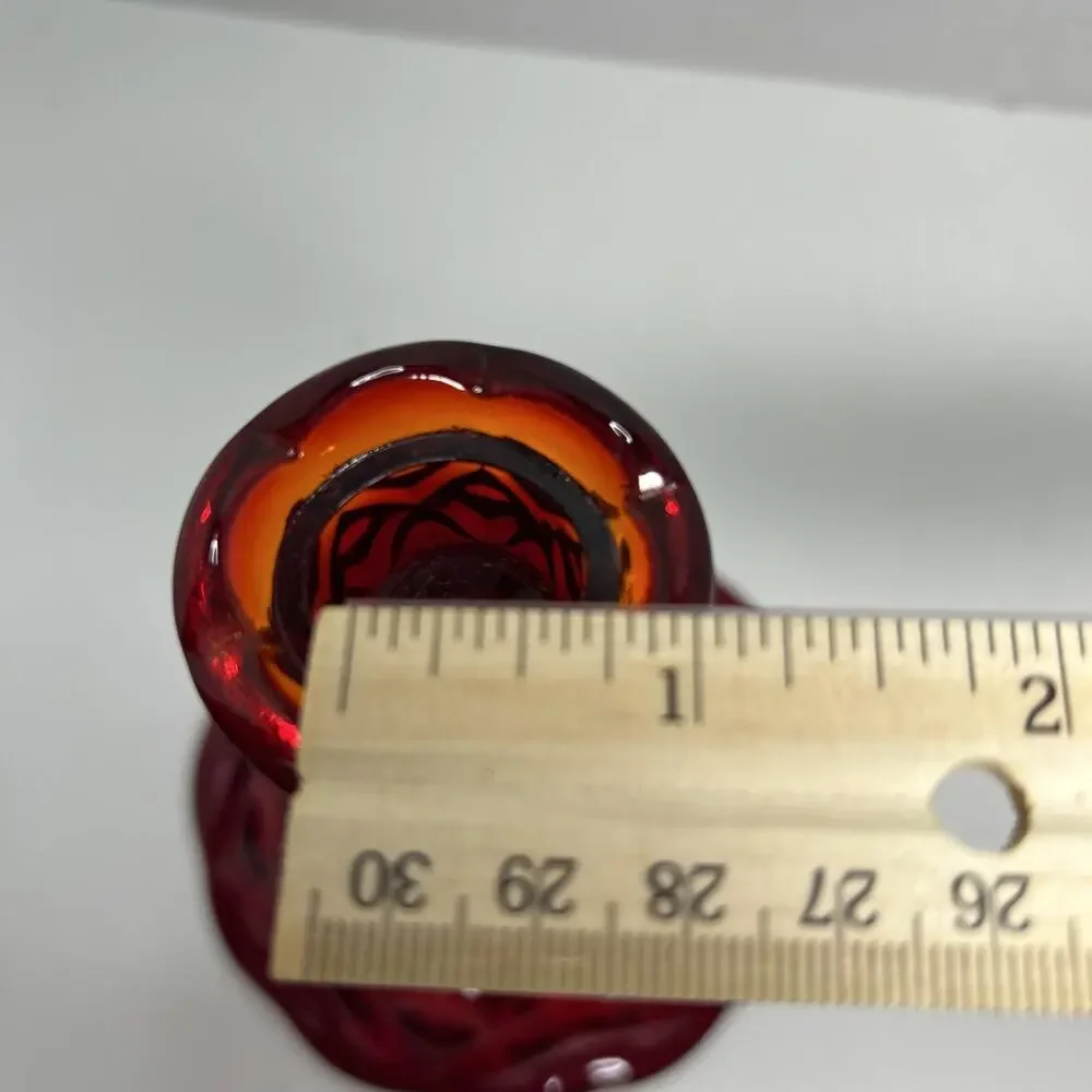 Vtg Viking Glass Ruby Red Diamond Quilted Taper 6
